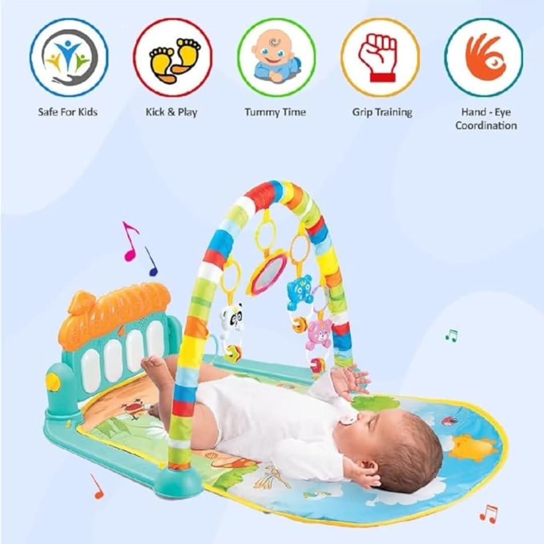Baby Musical Play Gym with Piano & Hanging Toys – 0 to 12 Months Activity Mat