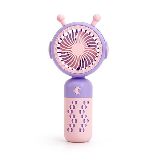 Mini Cartoon USB Fan – Cute Moon Design with Dual Speed (Pink & Purple)