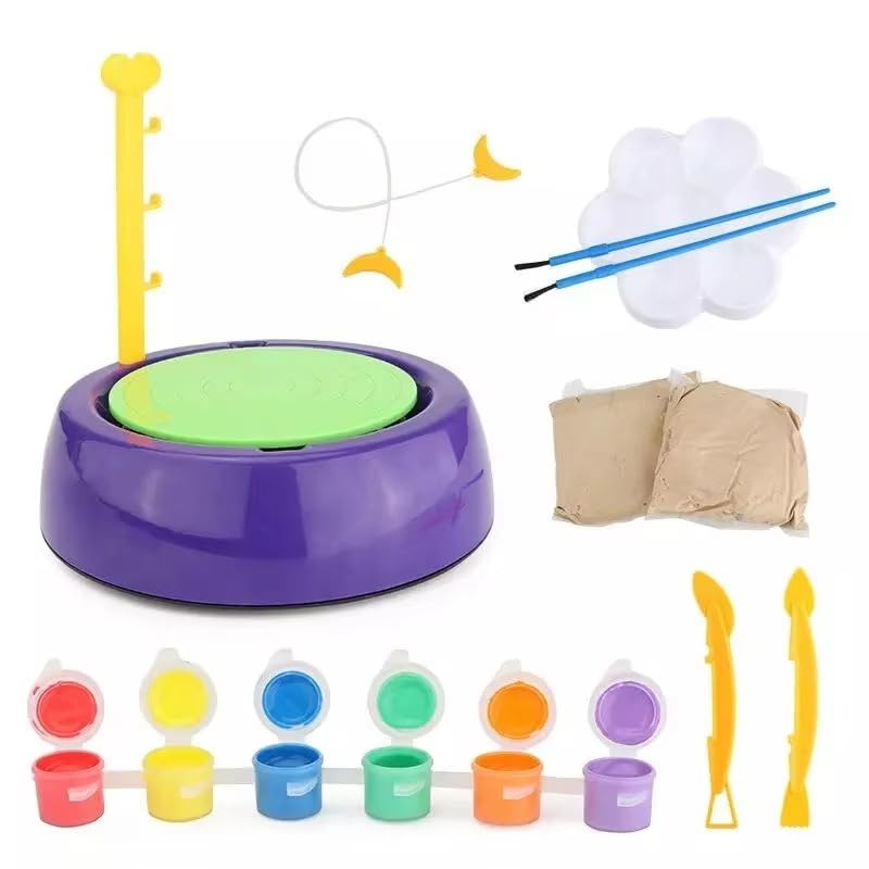 Pottery Wheel Kit - Battery Operated Pottery Wheel & Painting Kit for Beginners with Modeling Clay, Sculpting Clay & Tools