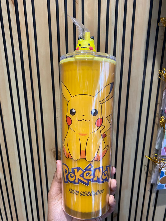 Pokemon Theme Plastic Sipper with 3D Top Lid And Straw For Kids