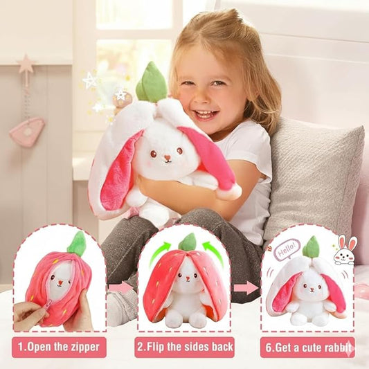 Reversible Strawberry Rabbit Soft Toy