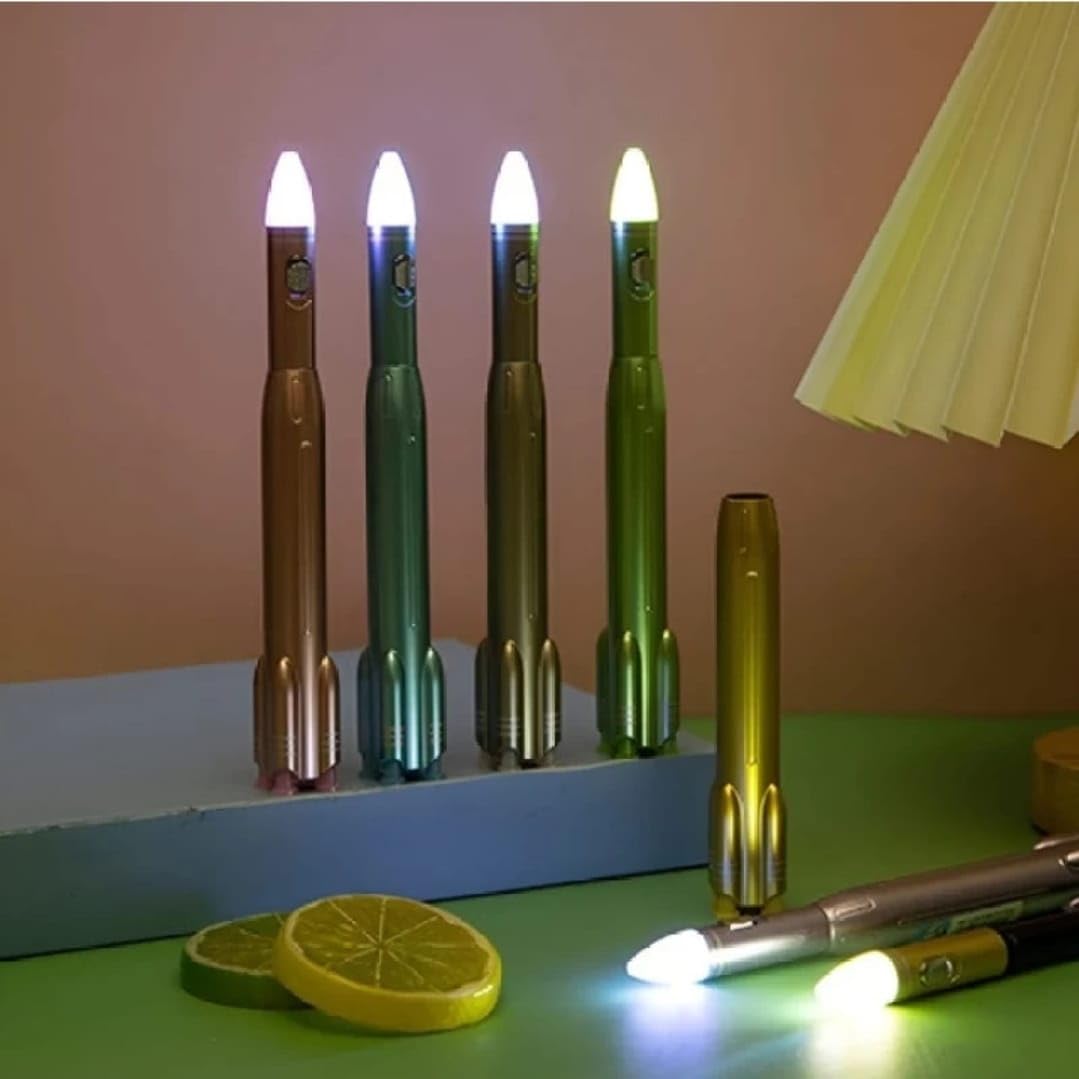 LED Rocket Shape Light Ball Pen – Pack of 1 (Assorted Colors)