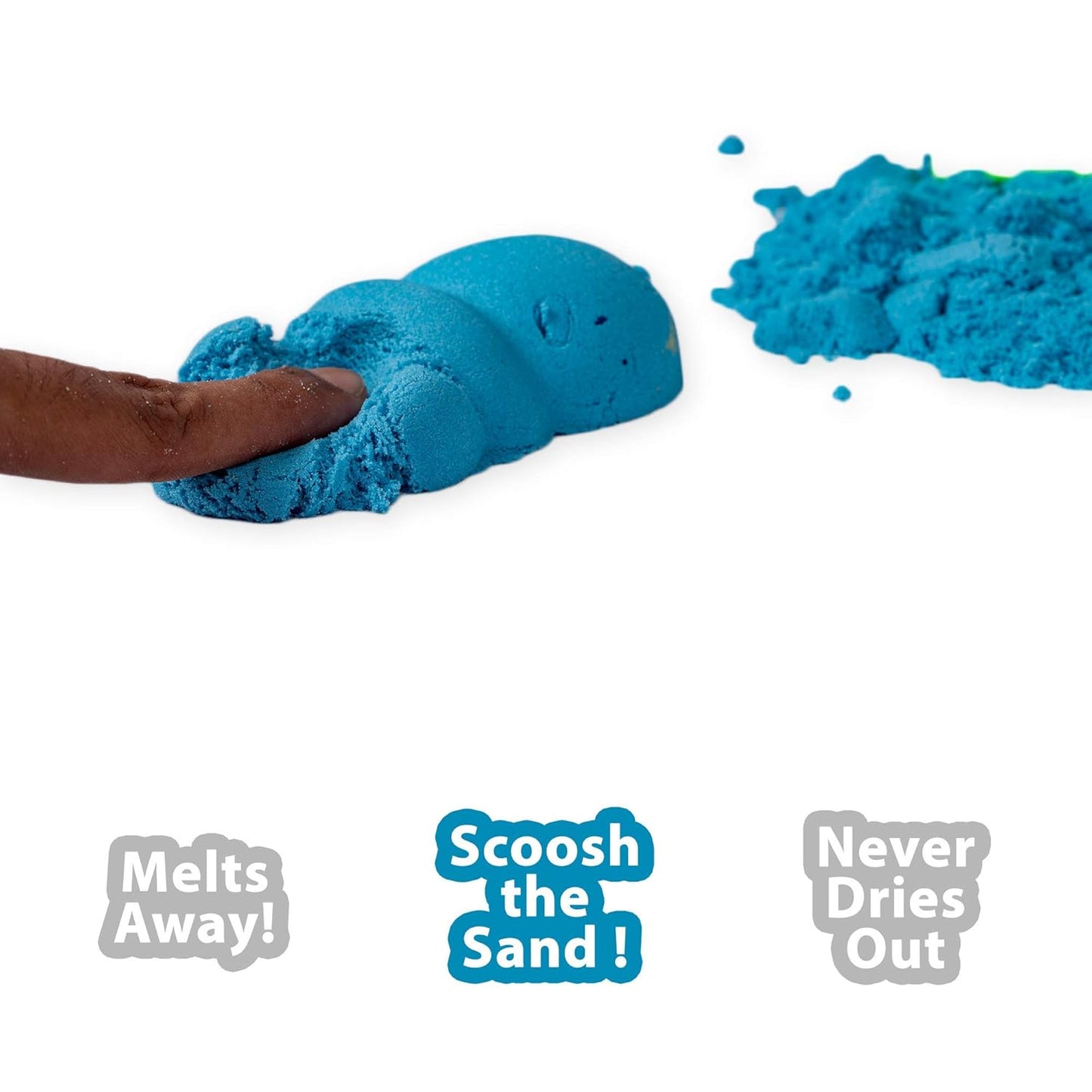 Fantasy Sand 500 Grams with Inflatable Tray, 1 Big Mould, 6 Small Moulds & 1 Toy Plastic Knife | Smooth, Non Sticky Sand Set for Kids. Assorted Colours