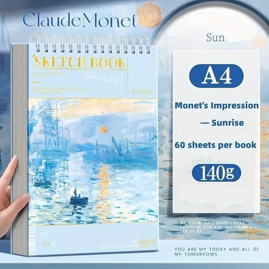 A4 Sketching Book for Artists – 60 Sheets Thick Paper Sketchpad for Drawing, Painting & Art Work – Hand-Painted Colored Lead Album (Blue - Sketching Book)