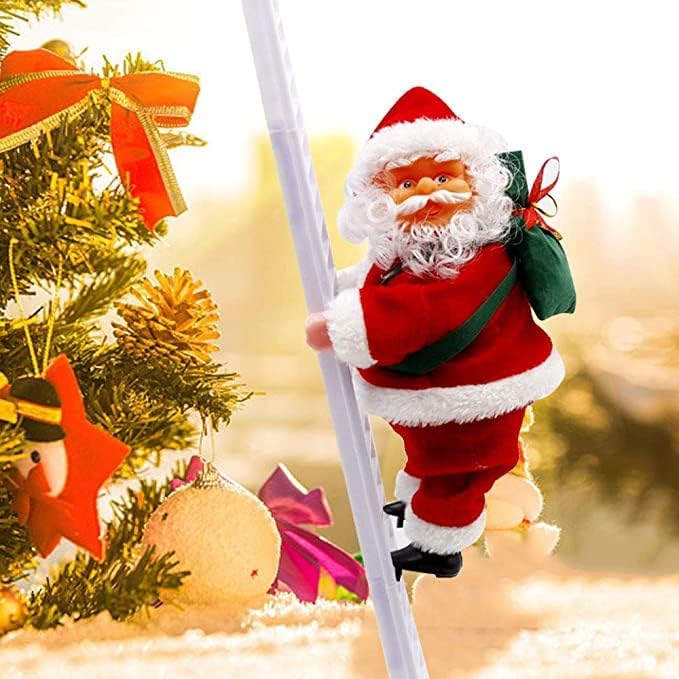 Christmas Musical Ladder Santa Claus Climbing on Ladder with Jingle Bell Music