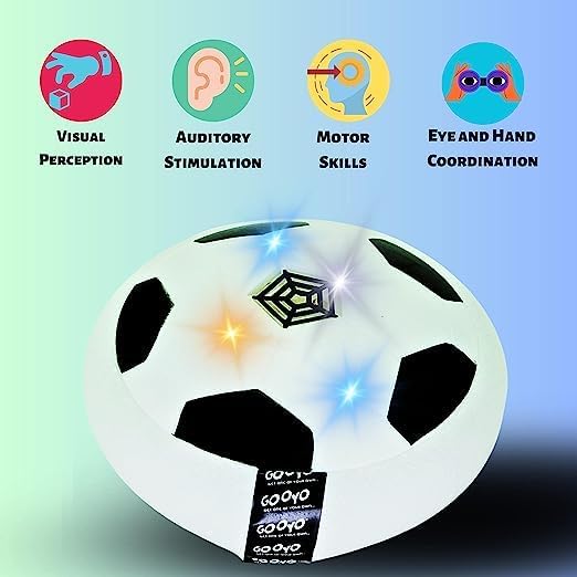 Hover Football with Flashing Lights – Indoor/Outdoor Air Soccer Toy (White)