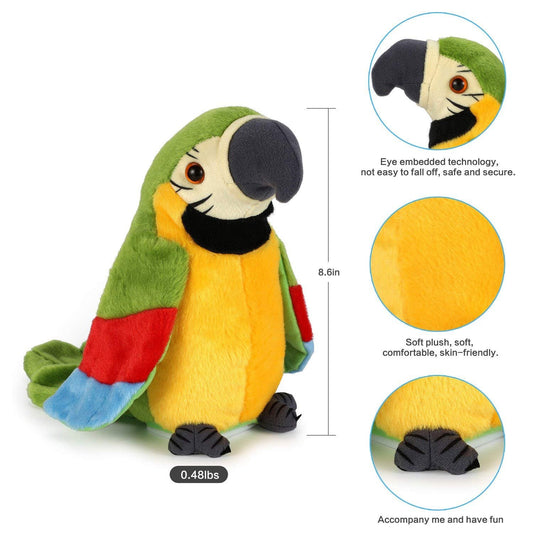 Talking Parrot Plush Toy – Repeats What You Say! (Multicolor, Pack of 1)