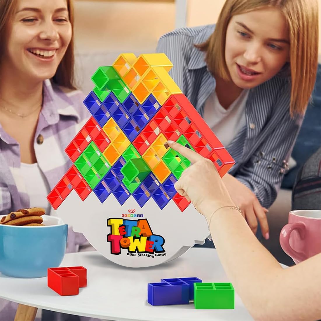 Swinging Tetra Tower Family Indoor Game for Kids Adults, Travel, Party, Birthday Gift STEM Toys Board Game Building Blocks for Kids Interactive Stacking Balancing Brain Toys Mind Games -16Pcs