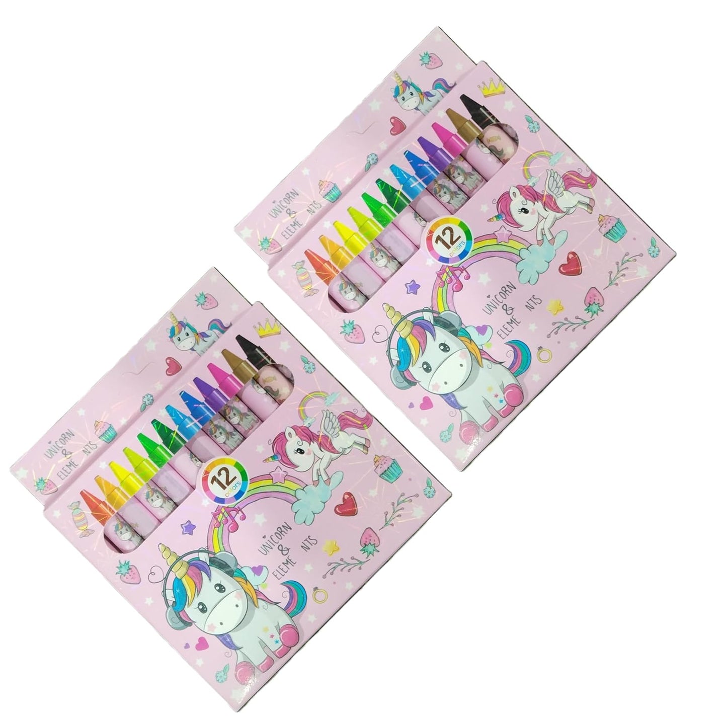 Surprise Kids Unicorn Theme Wax Crayons for Kids Pack of 12 Bright Shades Non-Toxic & Durable. Pink (Pack of 1)