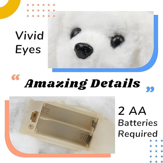 Walking White DogToy | Hopping & Talking Dog| Rapid Jumping Dog Toy with Wiggling Ears, Twitching Nose & Interactive Educational Play for Kids