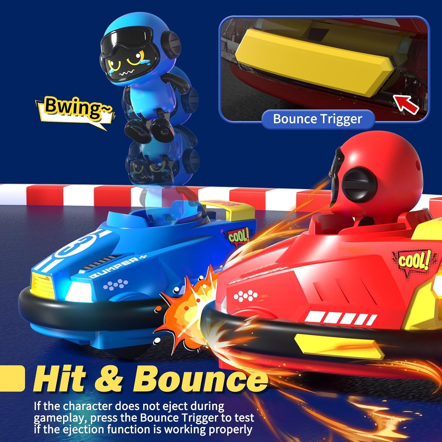 2 Player RC Bumper Car Football Game Set with Remote Control, Eject Function & Goals