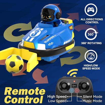 2 Player RC Bumper Car Football Game Set with Remote Control, Eject Function & Goals