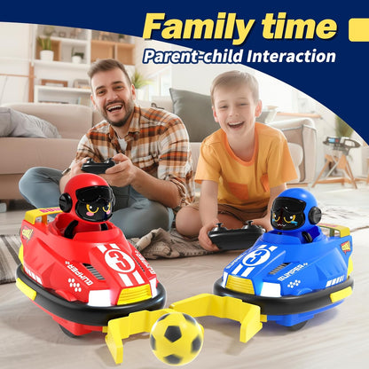 2 Player RC Bumper Car Football Game Set with Remote Control, Eject Function & Goals