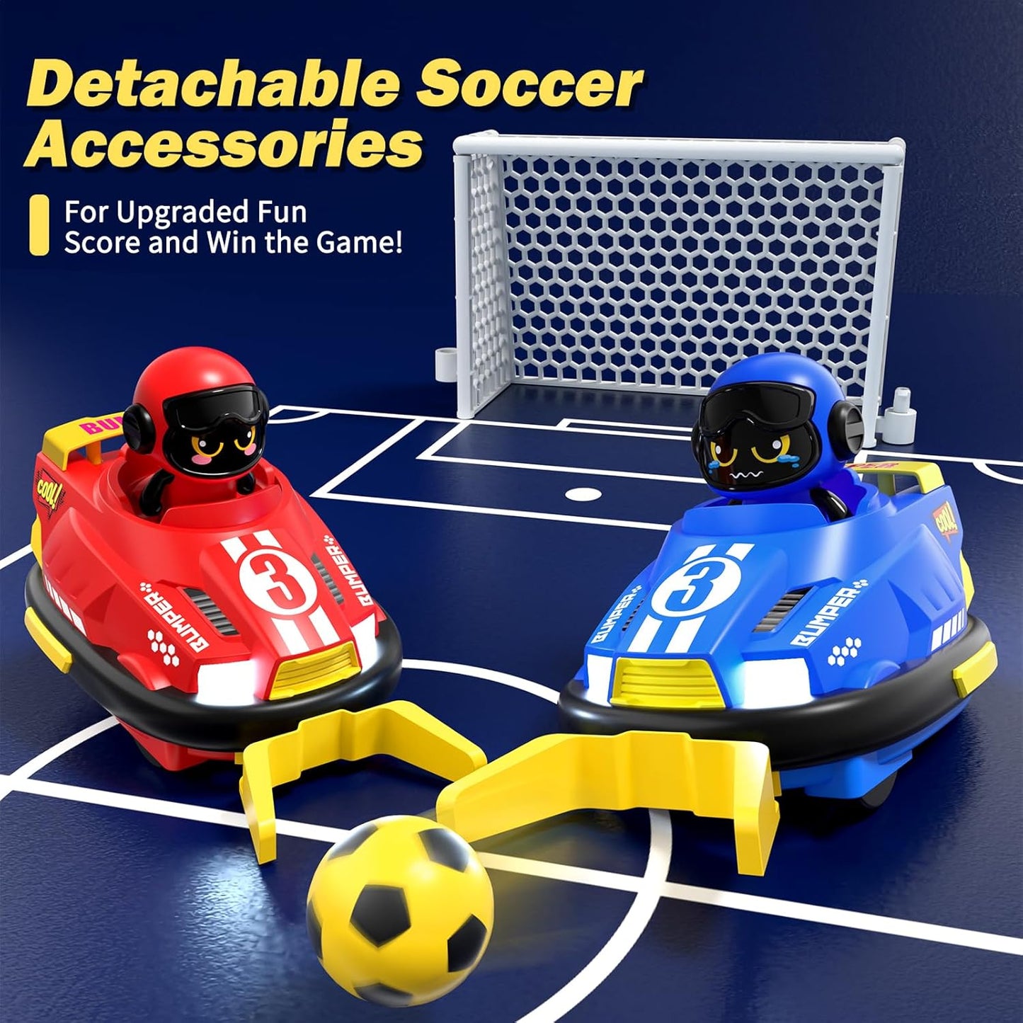 2 Player RC Bumper Car Football Game Set with Remote Control, Eject Function & Goals