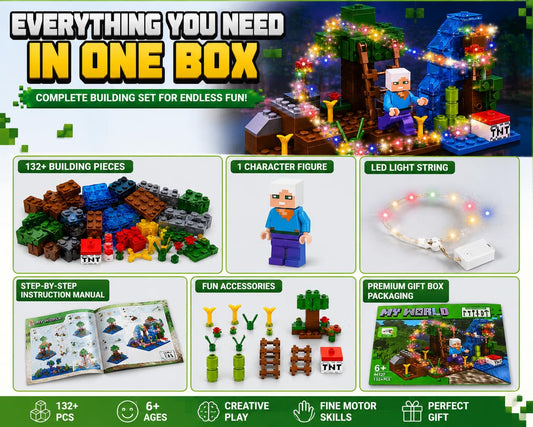 Adventure Building Blocks Set with LED Lights, (132+ PCS)