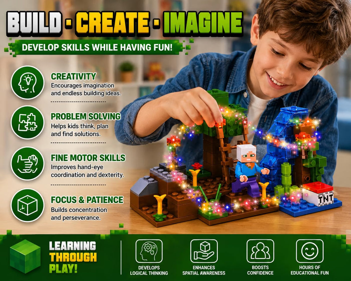 Adventure Building Blocks Set with LED Lights, (132+ PCS)