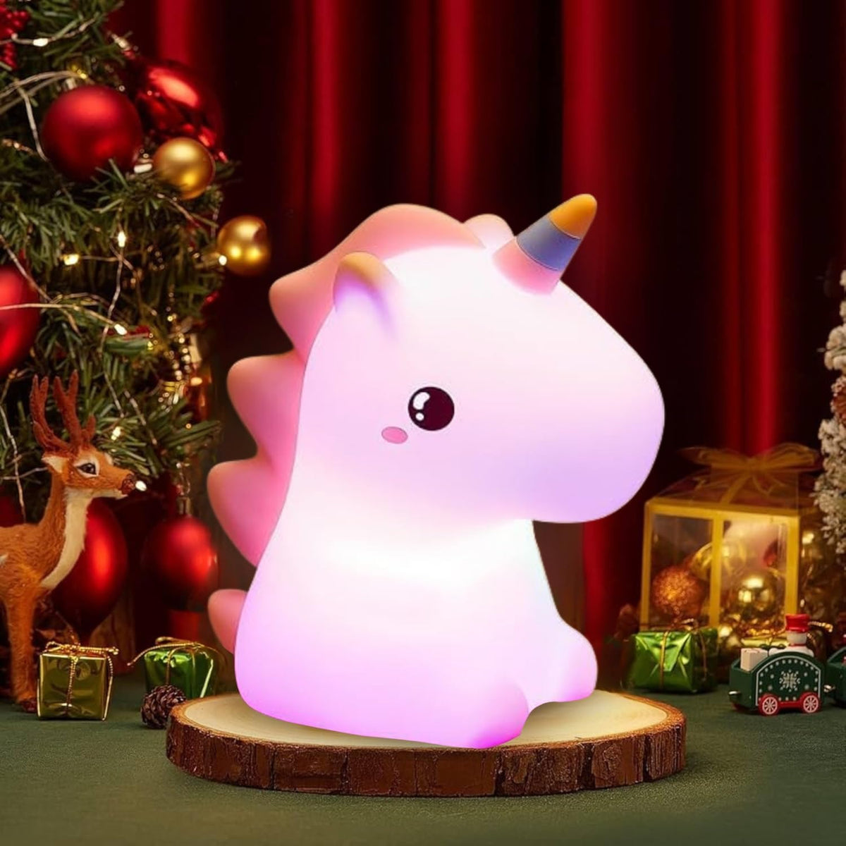 Unicorn Night Lamp with USB Rechargeable Touch Control - White