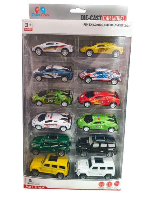 12PCS Die Cast Mini Racing Car Set for Kids | Collector Edition Gift Pack | Track Compatible Vehicles for Boys & Girls (Ages 3+) Multicolor(Pack of 12)