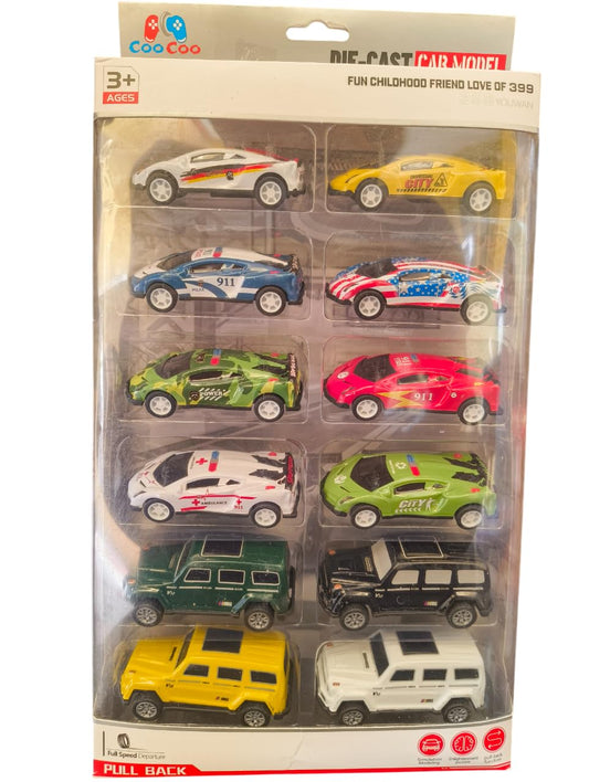 12PCS Die Cast Mini Racing Car Set for Kids | Collector Edition Gift Pack | Track Compatible Vehicles for Boys & Girls (Ages 3+) Multicolor(Pack of 12)