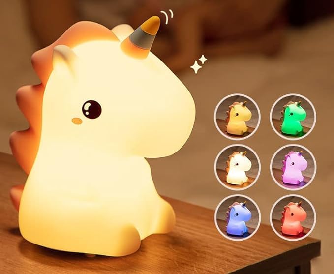 Unicorn Night Lamp with USB Rechargeable Touch Control - White