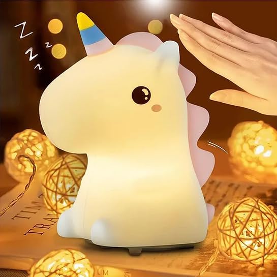 Unicorn Night Lamp with USB Rechargeable Touch Control - White