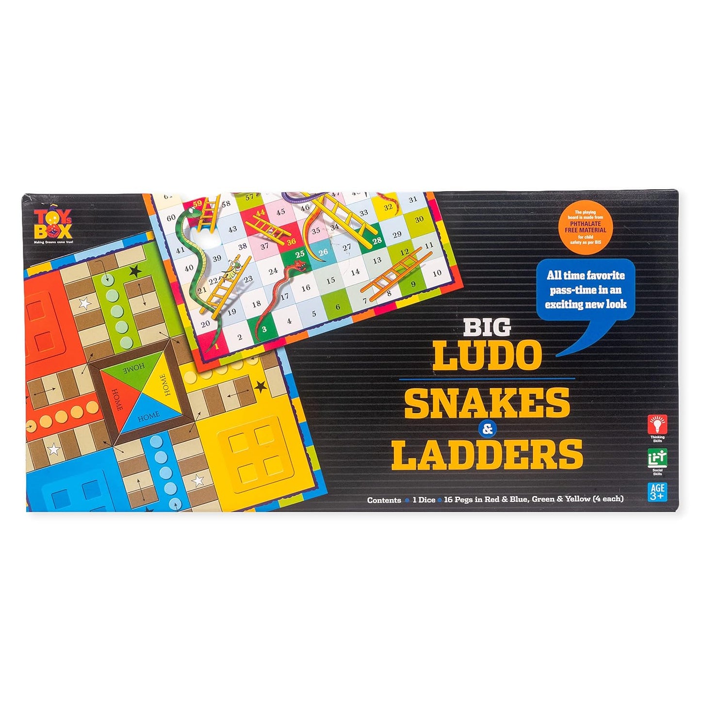 Ludo and Snakes & Ladders Big Black Box Classic Board Game