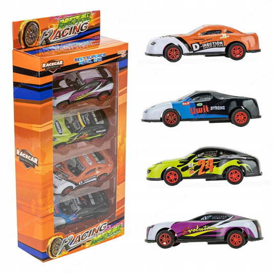 Pull Back Racing Car Toys, Die-Cast Metal, 1:55 Scale, Gift for Collectors & Kids Ages 3 Yrs Multicolour, Set of 4
