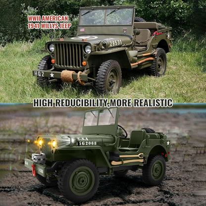 Military Style RC Jeep 4WD - 1.10 Scale – All Terrain Off-Road Remote Control Car
