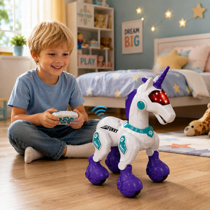Remote Control Walking War Horse Toy for Kids - White