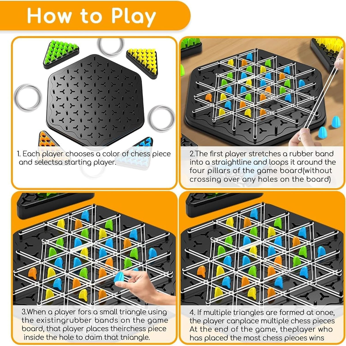 Big Triangle Chinese Checkers Board Game for Kids