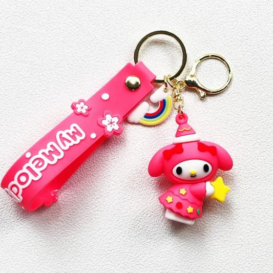 Cute 3D Rubber Cartoon Keychain with strap for Bikes and Cars Key Ring Hook Holder Car Pendant Gift for Girls Boys and Men anyone