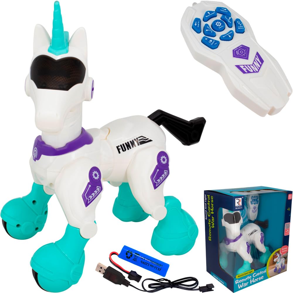 Remote Control Walking War Horse Toy for Kids - White