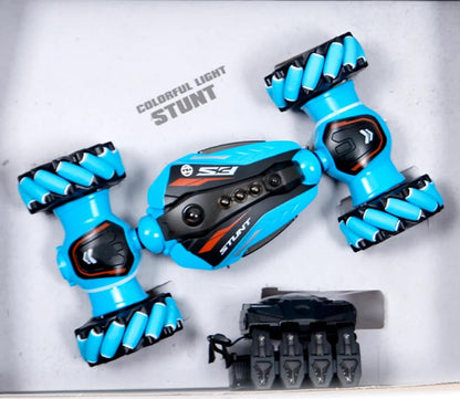 RC Stunt Car with Gesture Control, Spray Function, Colorful Lights, 2.4GHz, 360° Rotation, Blue, Ages 6+