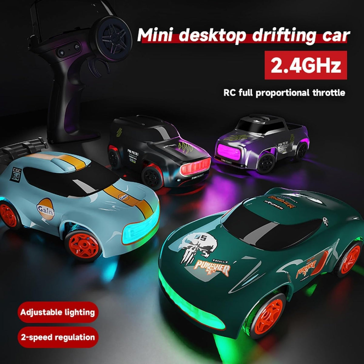Mini 4WD High-Speed RC Drift Car - Black