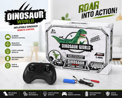 Remote Control Inflatable Dinosaur Toy for Kids | Giant Walking RC Dinosaur with Light & Sound | Rechargeable Battery Operated Dino Toy |
