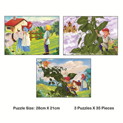 Story Jigsaw Puzzle Jack & The Beanstalk 105 Pieces Puzzle(35 Pieces x 3 Puzzles)