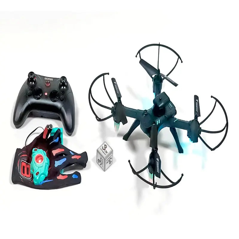 Gesture Control RC Drone with Motion Sensor Gloves, 360° Stunts & LED Lights
