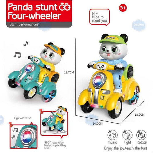 Panda Stunt Four-Wheeler Toy for Kids | Musical Rotating Panda Scooter with Flashing Lights & 360° Stunt