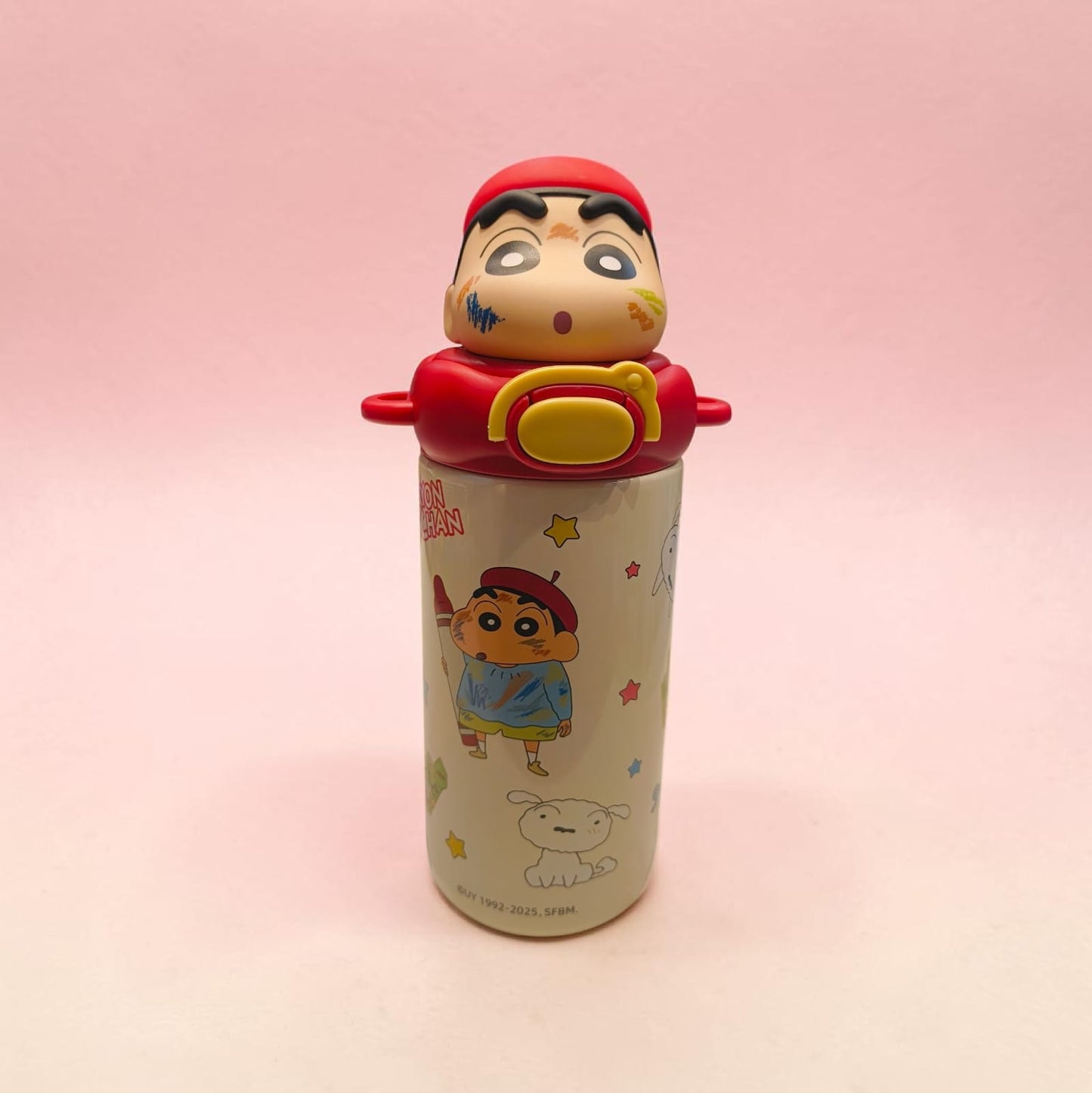 Shinchan Kids Steel Water Bottle with 3D Character Top – Cartoon Edition