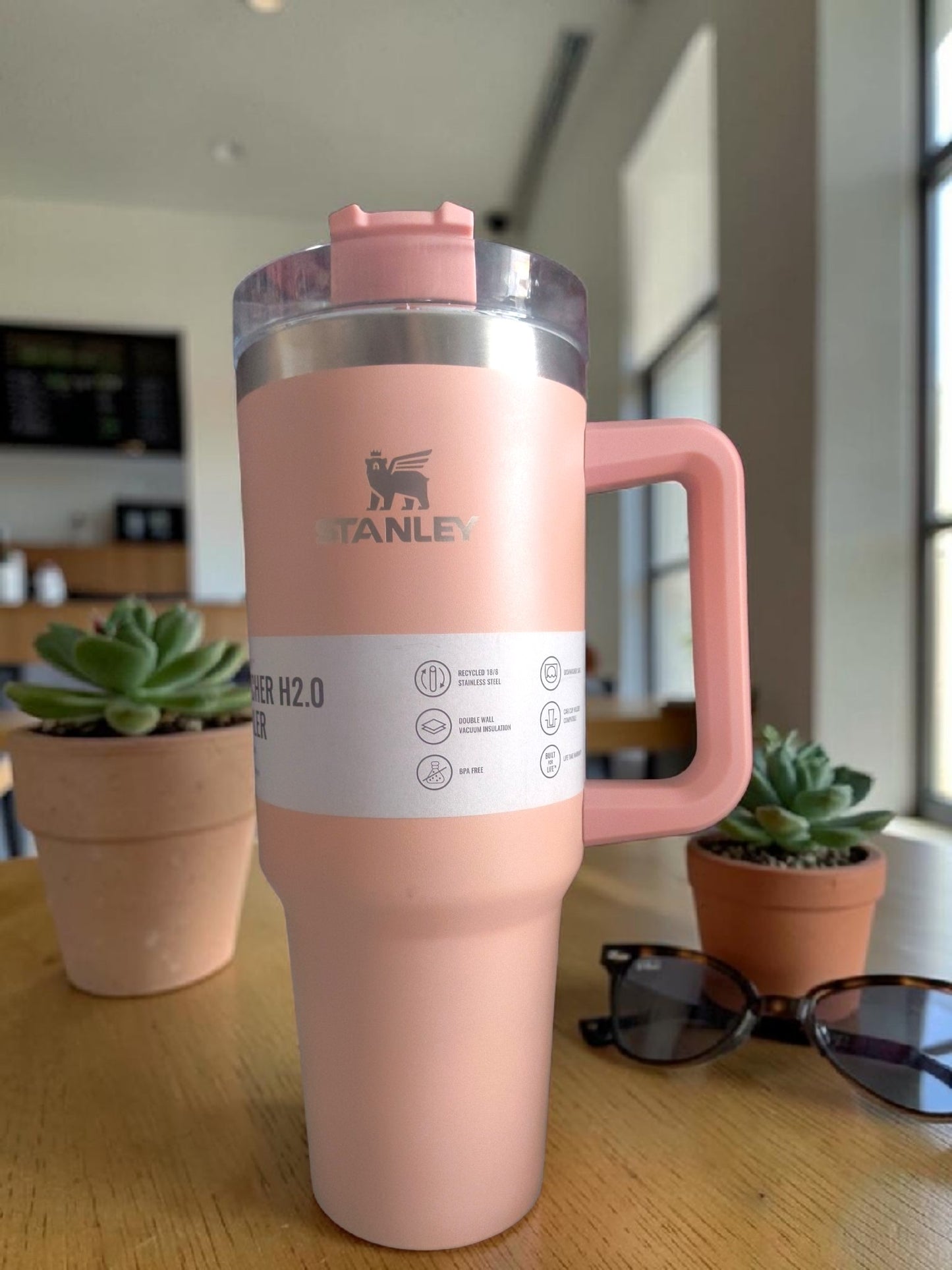 Plain Pink  Quencher Tumbler – Insulated Travel Mug with Handle- 1200 ML