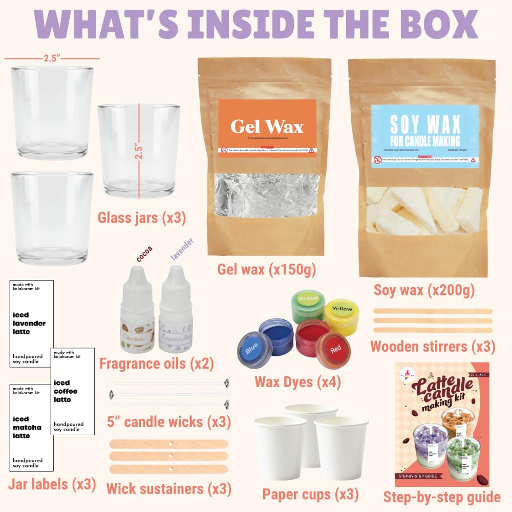 Latte Candle Making Kit | Make 3 Aromatic Candles with Natural Soy Wax