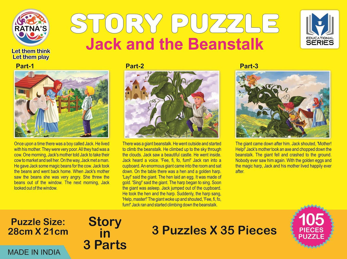 Story Jigsaw Puzzle Jack & The Beanstalk 105 Pieces Puzzle(35 Pieces x 3 Puzzles)