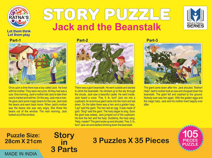 Story Jigsaw Puzzle Jack & The Beanstalk 105 Pieces Puzzle(35 Pieces x 3 Puzzles)