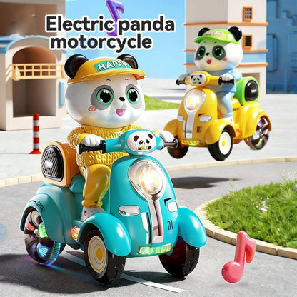 Panda Stunt Four-Wheeler Toy for Kids | Musical Rotating Panda Scooter with Flashing Lights & 360° Stunt