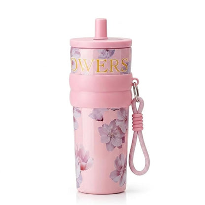 710ml Insulated Stainless Steel Water Bottle with Straw & Carry Strap