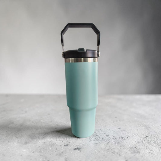 Mint Green Travel Mug with Carry Handle & Secure Lid - 900 ML