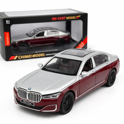 1:24 scale BMW 7 Series Die-Cast Model Car – Red & Silver Edition