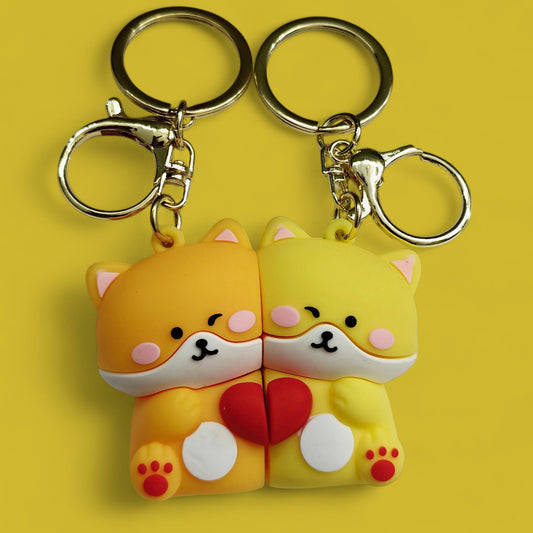 Cute Couple Keychains with Magnet (Teddy bear).