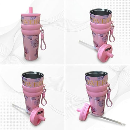 710ml Insulated Stainless Steel Water Bottle with Straw & Carry Strap