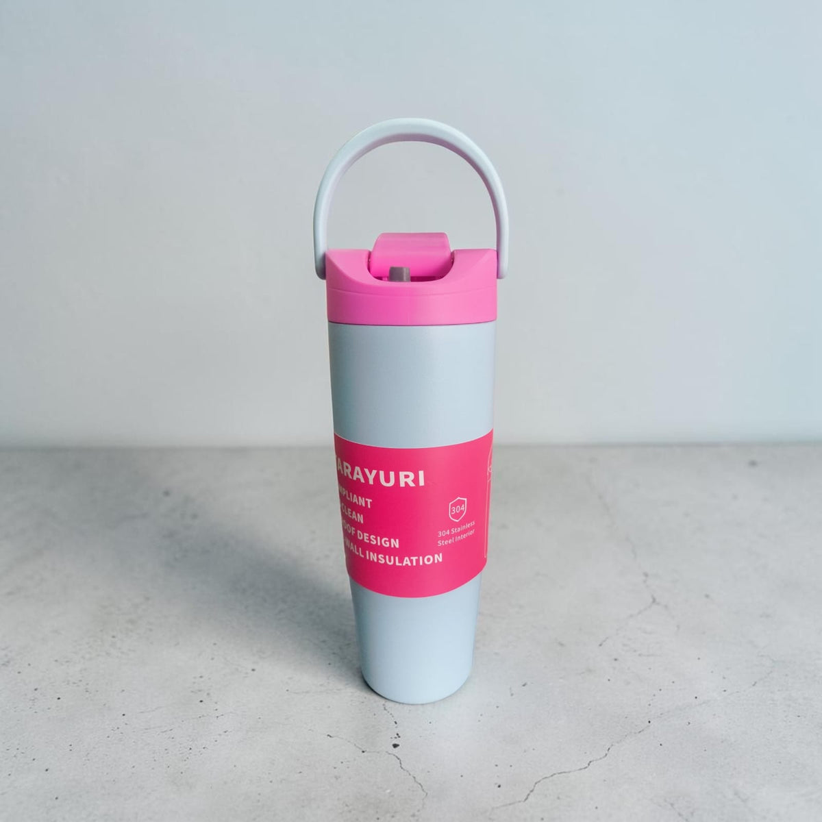 Sitarayuri Light Blue Insulated Water Bottle with Flip-Top Lid & Carry Handle – Pink